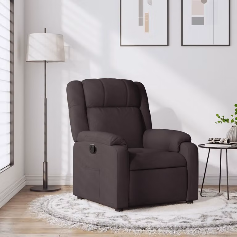 vidaXL Poltrona Reclinabile Relax in Tessuto Marrone con Braccioli e Reclinazione Manuale