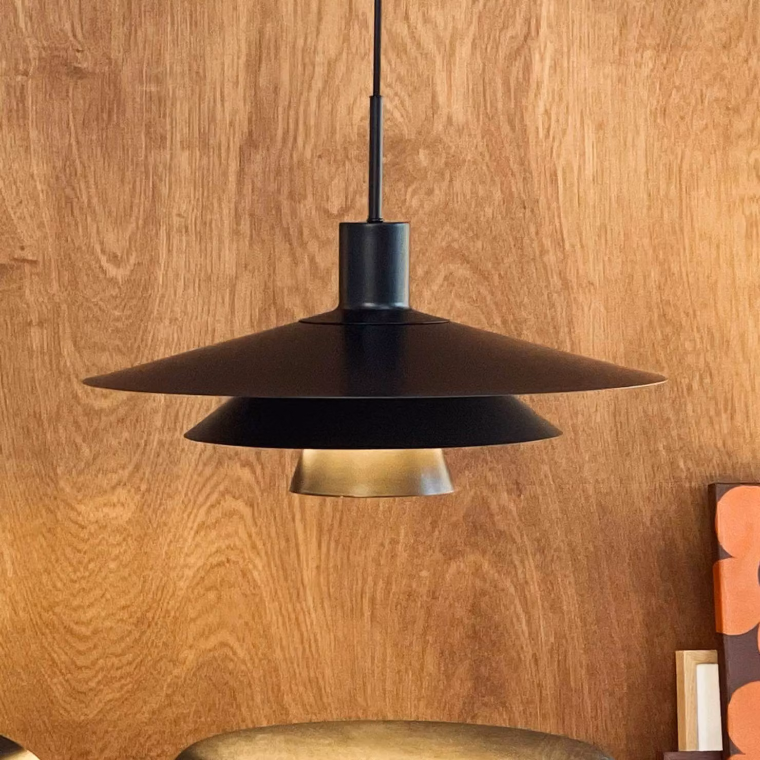 Dyberg Larsen Lampada a sospensione Kay, dimmerabile, Nero, Soggiorno / Sala da pranzo, Metallo, Design, Lampada a sospensione