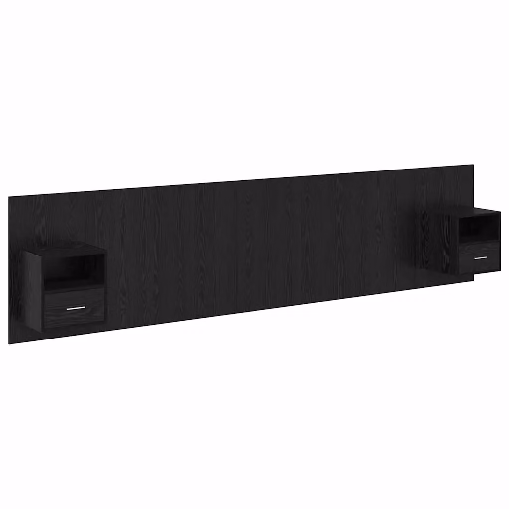 Set di 3 pezzi Testata con Comodini e Mensole vidaXL in Legno Ingegnerizzato Nero Opaco – 2