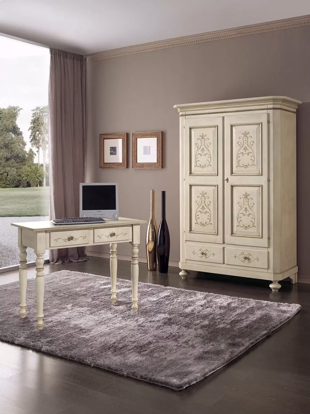 Armadio classico a 2 ante in legno stile shabby chic Mobili 2G L/P/H: 135 x 63 x 203 cm – 2