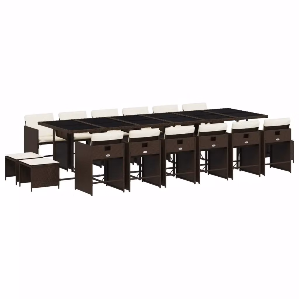 Set da pranzo da giardino moderno vidaXL in polyrattan marrone con 17 pezzi e cuscini – 2