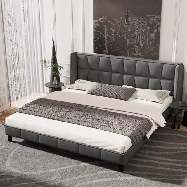 Letto imbottito - Xylo - 180x200 - Grigio - Velluto