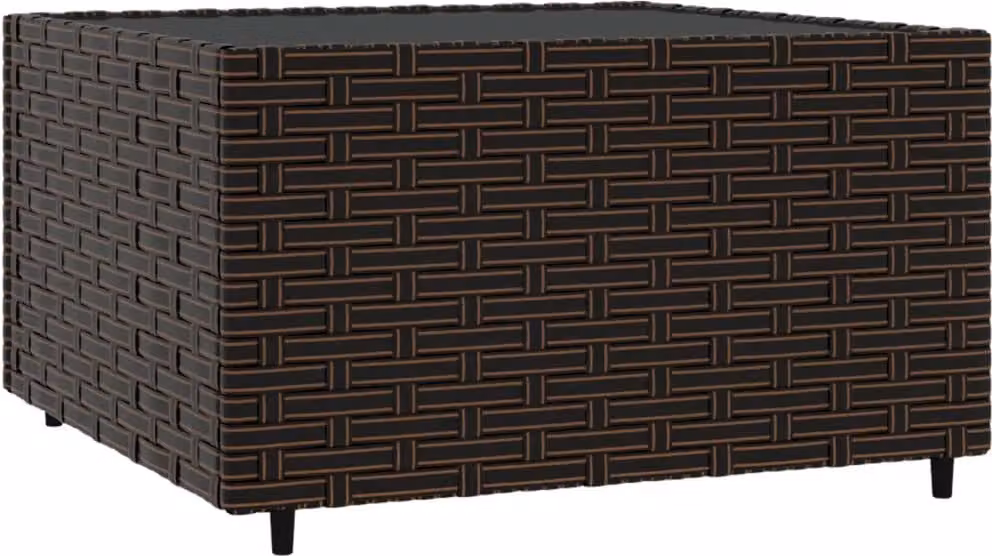 Tavolino Quadrato da Giardino Marrone 50x50x30cm in Polyrattan