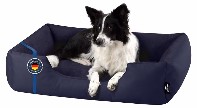 Letto per cani BedDog ZARA: cuscino per cani con rivestimento lavabile, cuccia per cani, divanetto per cani, NAVY-BLUE (blu scuro), (XL) ca. 100x85x23 cm