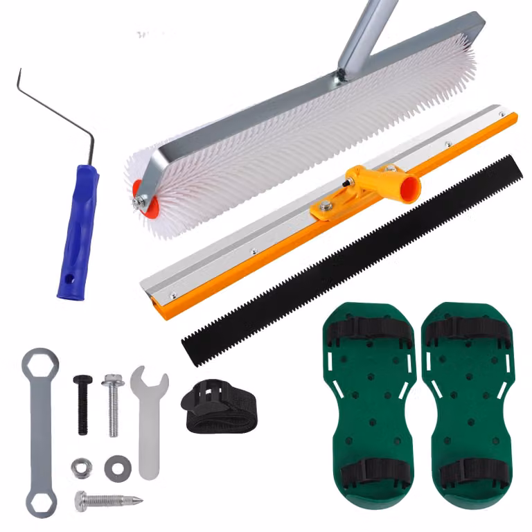 Kit di strumenti per cemento autolivellante, rulli per lavori di preparazione del terreno, raschietto in acciaio inossidabile, colore verde chiaro