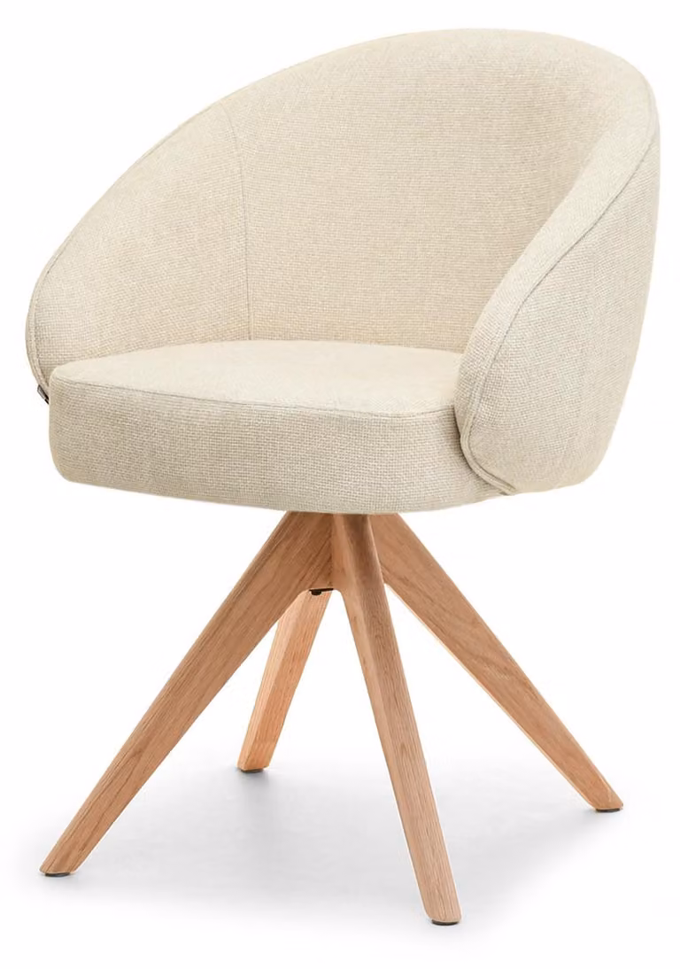 Sedia da pranzo girevole MARINO - crema / rovere