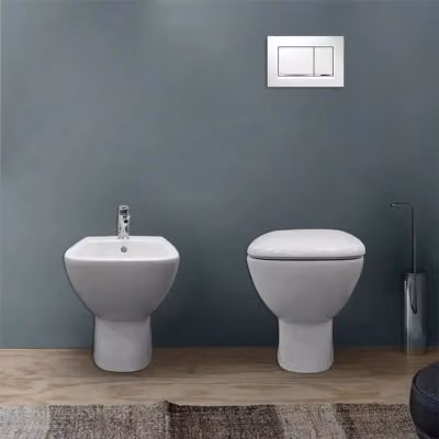 Sanitari Geberit Fantasia in ceramica bianca con scarico a terra e copriwater, L: 35.5 cm, P: 41.0 cm, H: 49.0 cm – 2