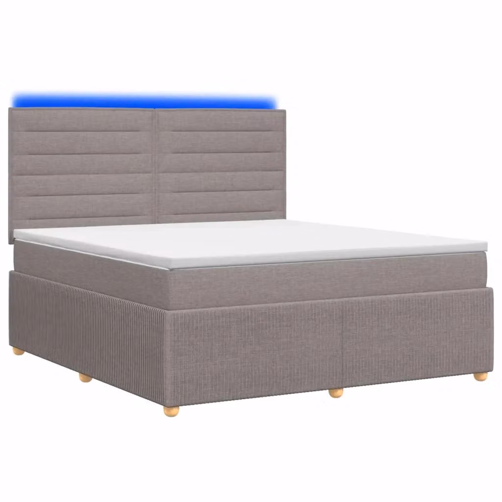 Letto Box Spring vidaXL con Materasso Ibrido e Illuminazione LED, Colore Grigio e Beige, L/P: 160 x 200 cm – 2