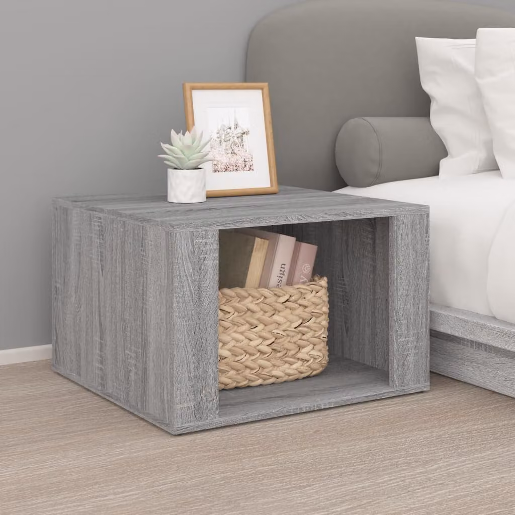 Comodino moderno vidaXL in legno multistrato e MDF, colore grigio, L: 57 cm, P: 36 cm, H: 55 cm