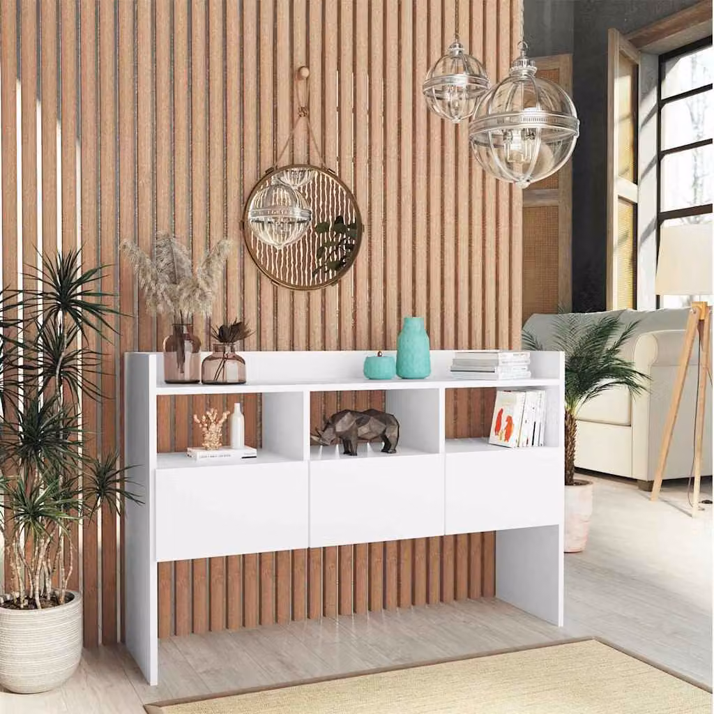 Credenza bianca vidaXL in legno multistrato e MDF, sospesa, L 120 x P 30,5 x H 70 cm