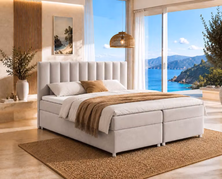 Best For Home Trinity K-10 letto a molle insacchettate | letto con rete a molle Bonell incl. topper | letto imbottito 140x200 con consegna a domicilio