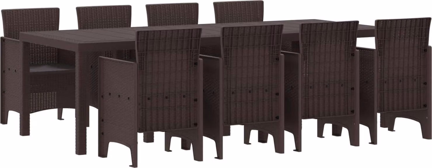 Set da Pranzo per Giardino 9 pcs Marrone Polipropilene