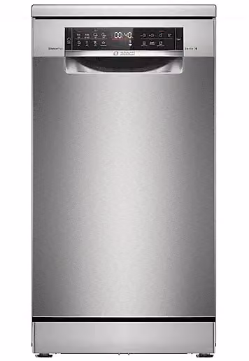 Lavastoviglie Bosch Serie 6 Libera Installazione in Acciaio Spazzolato Silver, Classe Energetica B, con Tecnologia Zeolite e Home Connect, L/P/H: 45 x 60 x 84,5 cm