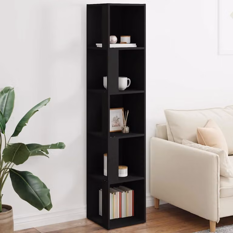 Armadietto d'angolo vidaXL in legno MDF Nero moderno L/P/H: 33 x 33 x 165 cm