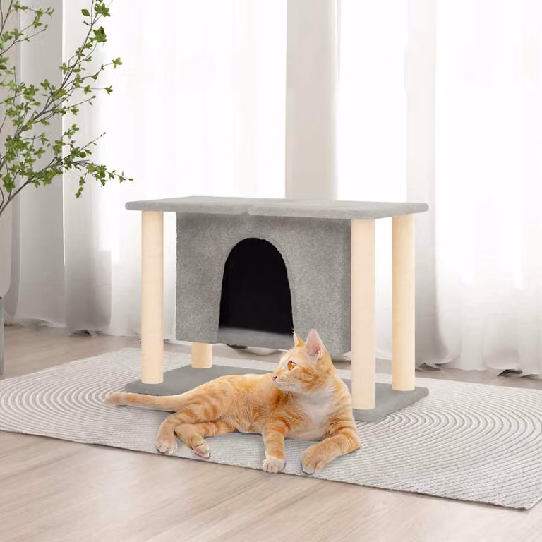 vidaXL Albero per Gatti con Tiragraffi in Sisal Grigio H: 50 cm