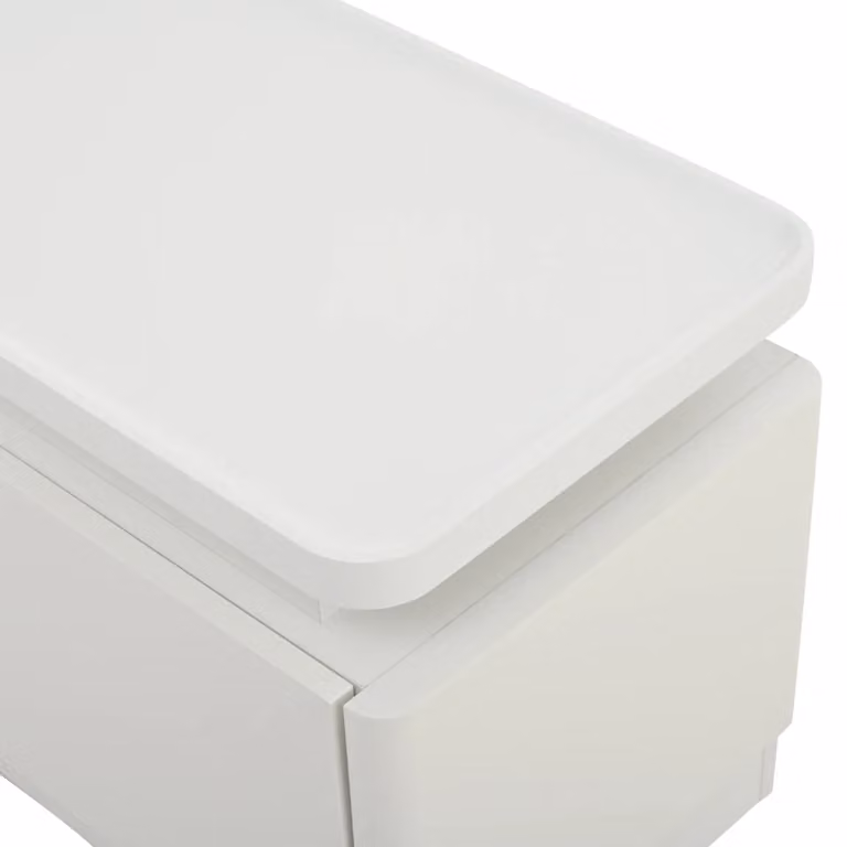 Mobile TV Minimal Bianco lucido con LED e 4 cassetti, L: 180 cm, P: 40 cm, H: 34 cm