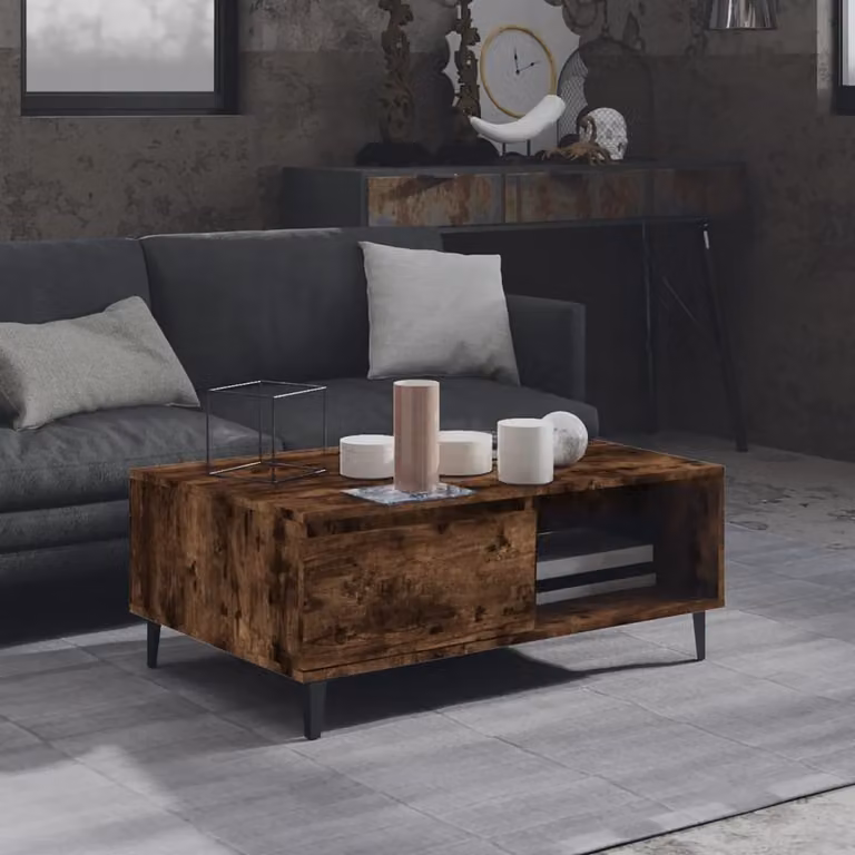 The Living Store tavolino in rovere fumé 90x60x35 cm materiale a base di legno