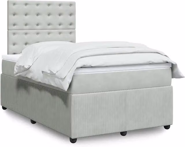Letto con Giroletto a Molle e Materasso Ibrido vidaXL in Velluto Grigio e Bianco L/P/H: 120 x 200 cm
