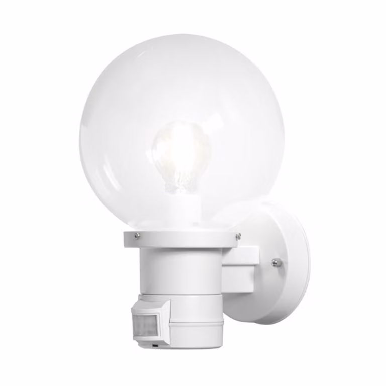 Konstsmide Nemi con lampada da parete BWM, bianca, in plastica con vetro trasparente