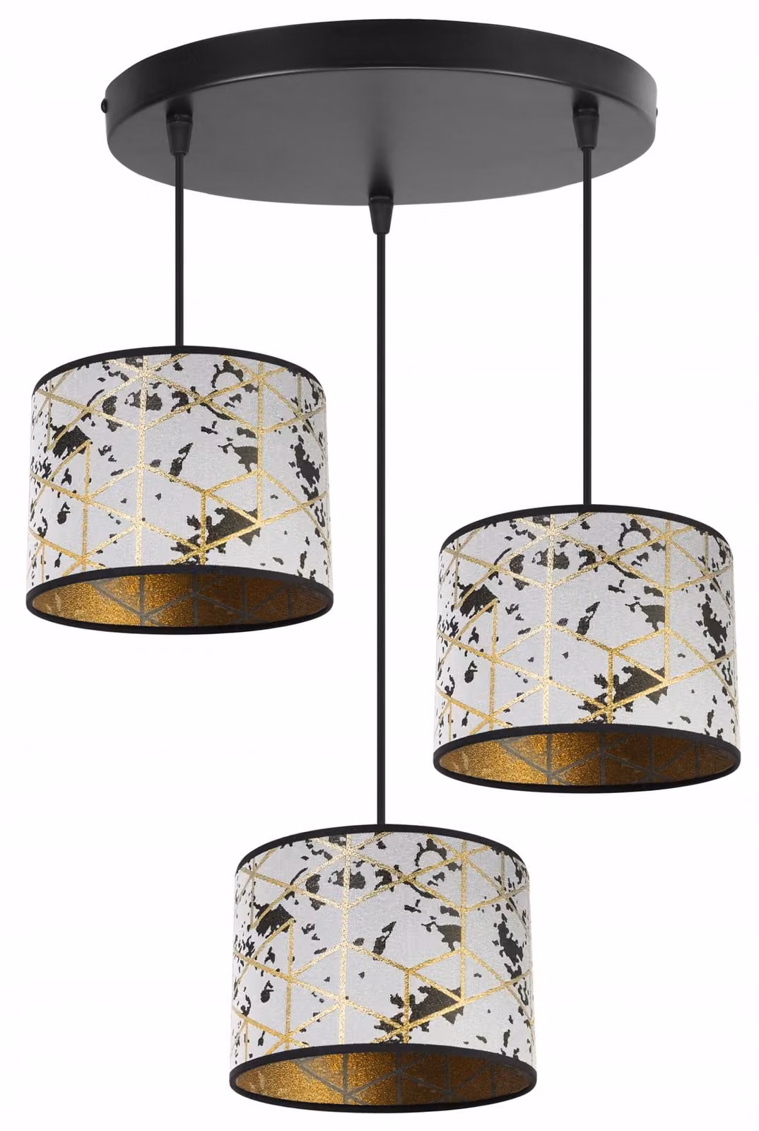 Lampada a sospensione, lampadario, paralume, motivo dorato