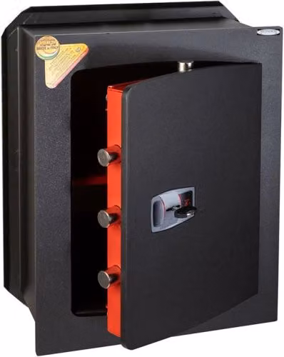 Cassaforte a muro Technomax ATK/5V in acciaio nero con chiave a doppia mappa, L/P/H: 42 x 34 x 20 cm – 1