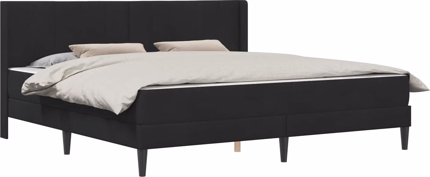 Struttura letto con materasso e testiera, nero, 180 x 200 cm, velluto