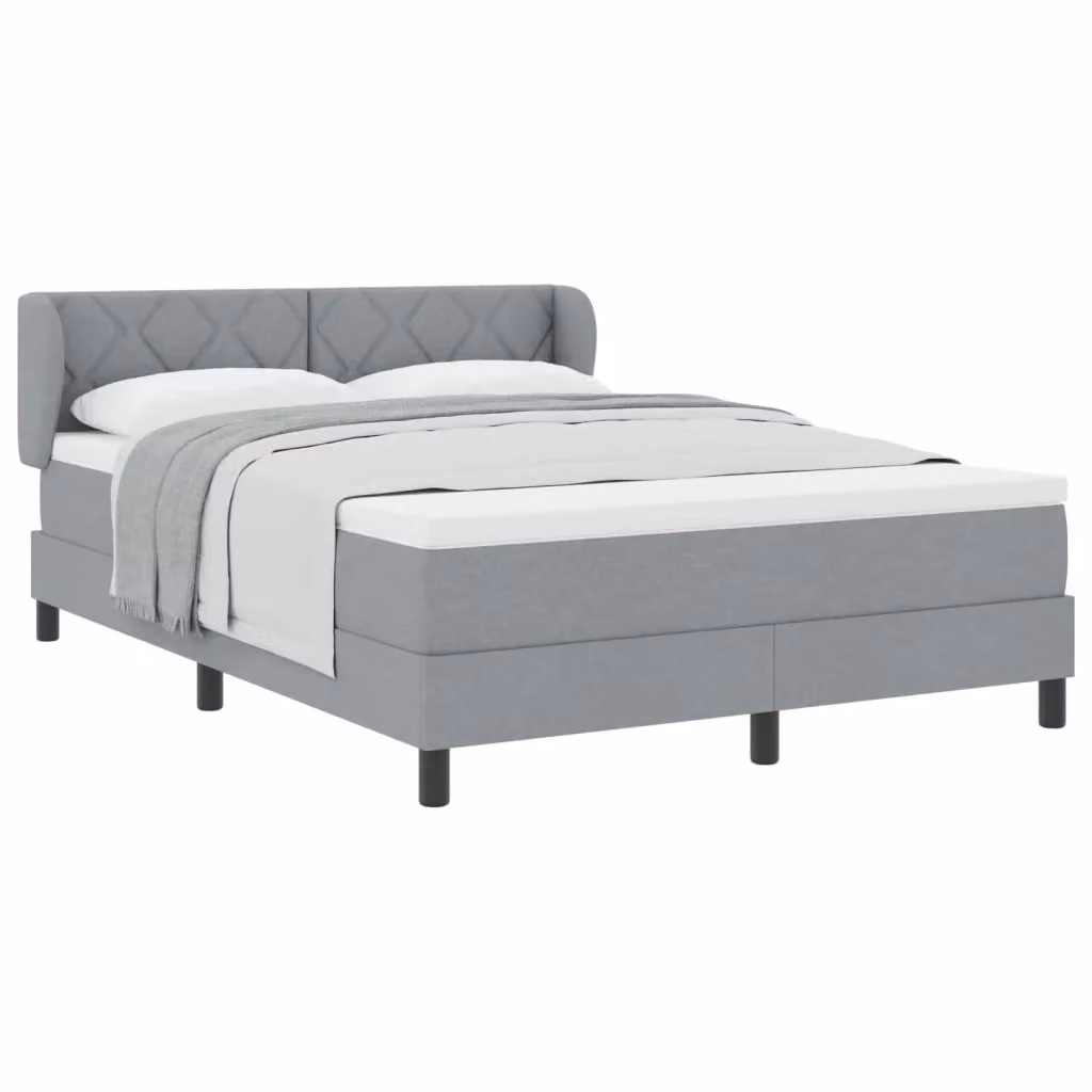 Letto a molle con testiera vidaXL in tessuto grigio L/P/H: 140 x 200 x 88 cm – 2