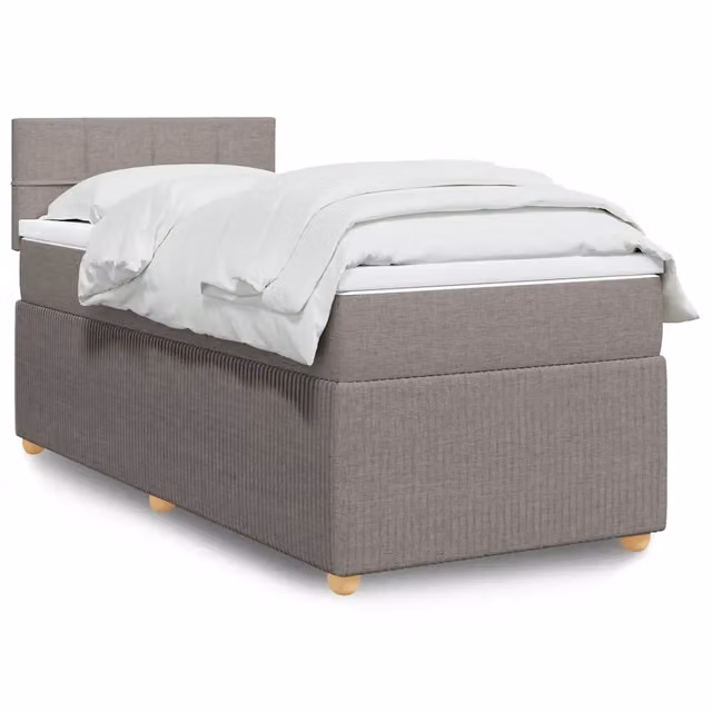 Letto a molle con materasso vidaXL in tessuto beige e grigio L 200 x P 90 cm