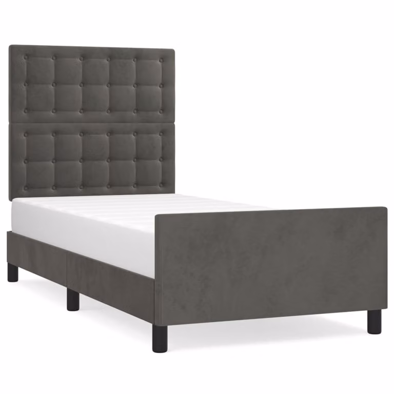 Giroletto senza Materasso Grigio Scuro 80x200 cm Velluto