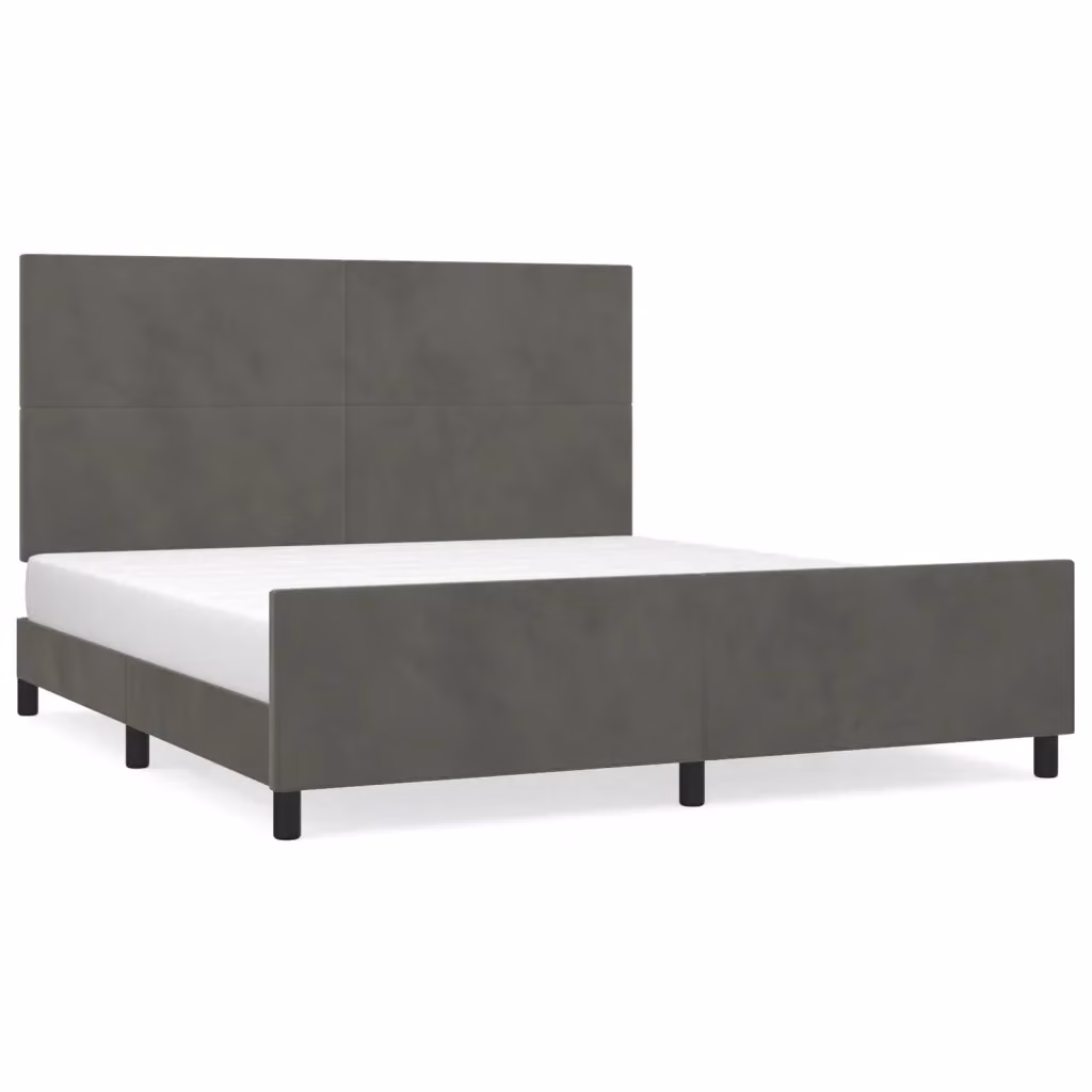 vidaXL Giroletto con Testiera in Velluto Grigio Scuro L/P/H: 180 x 200 x 128 cm – 2