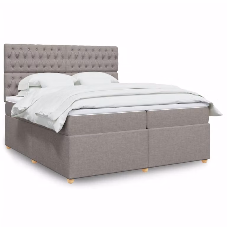 vidaXL Giroletto a Molle Ibrido con Materasso in Tessuto, L/P: 200 x 200 cm, Colore Tortora