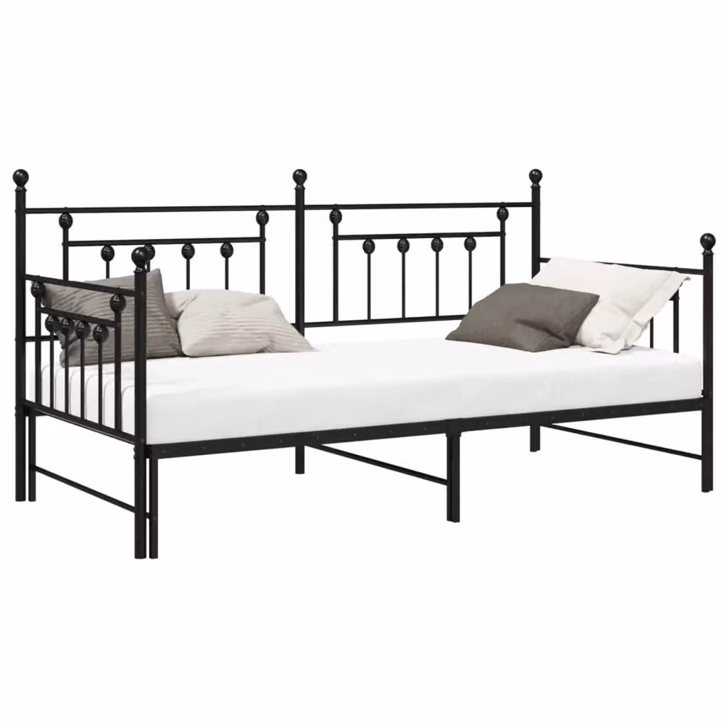 Struttura per letto di giorno con giroletto in metallo nero opaco L 90 x P 190 cm – 2