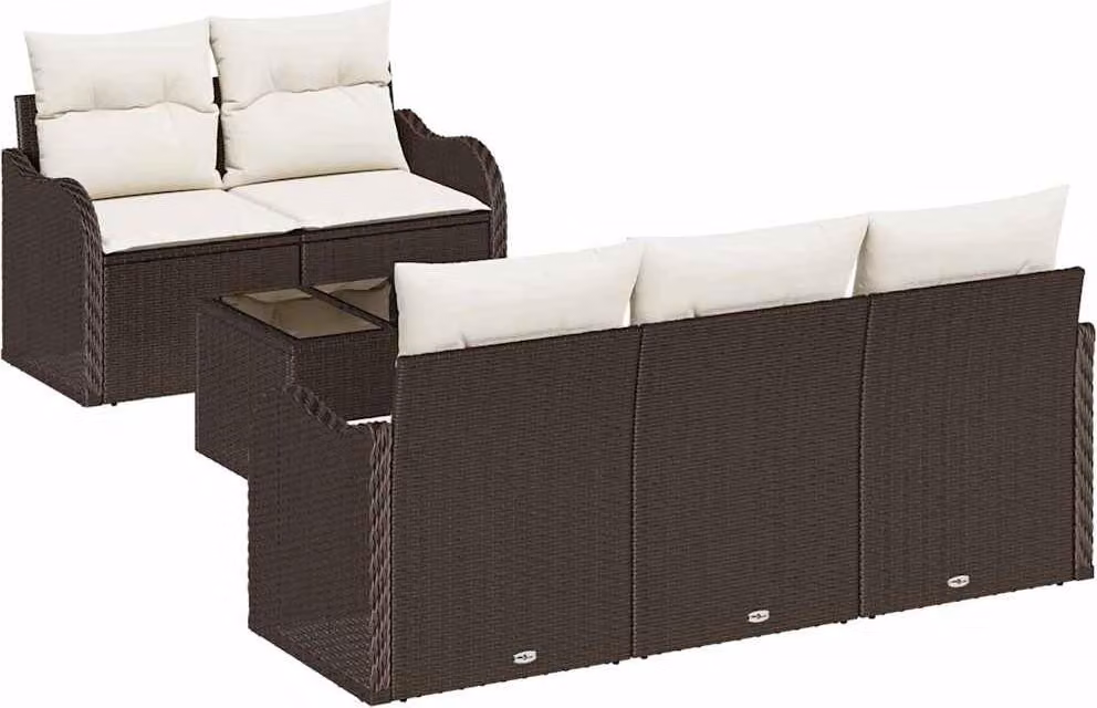 Set Divano da Giardino Marrone polyrattan