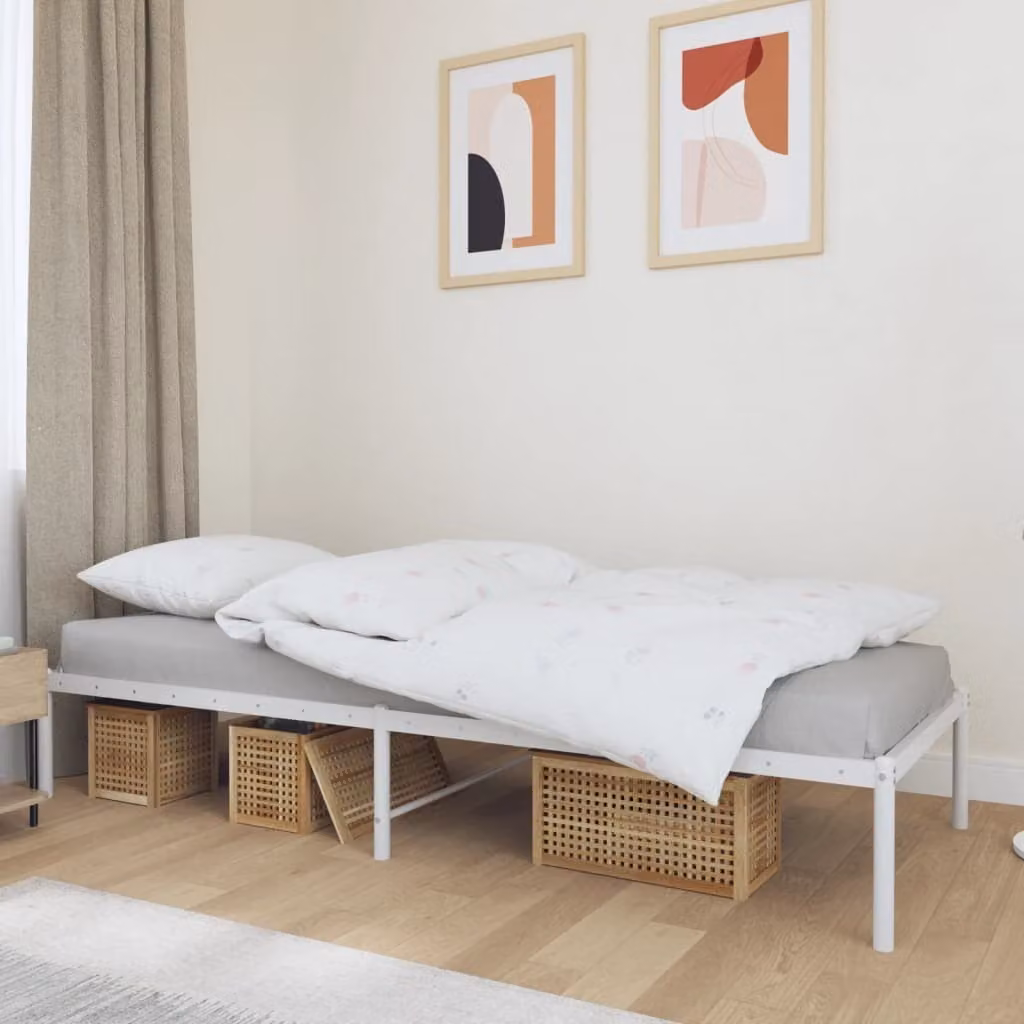 vidaXL Struttura letto in metallo bianco 75x190 cm - Struttura letto - Cornici letto - Struttura letto - Letto