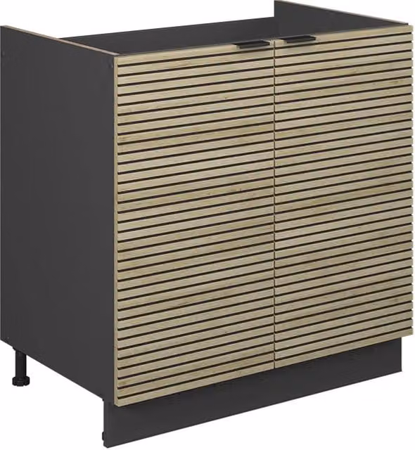 Mobile lavello cucina Fame-Line Vicco in quercia e antracite con ante a battente L: 80 cm, P: 51,6 cm, H: 82 cm