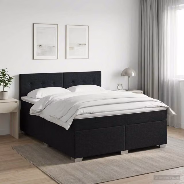Letto box spring con materasso ibrido vidaXL, colore nero, L/P: 140 x 200 cm – 1