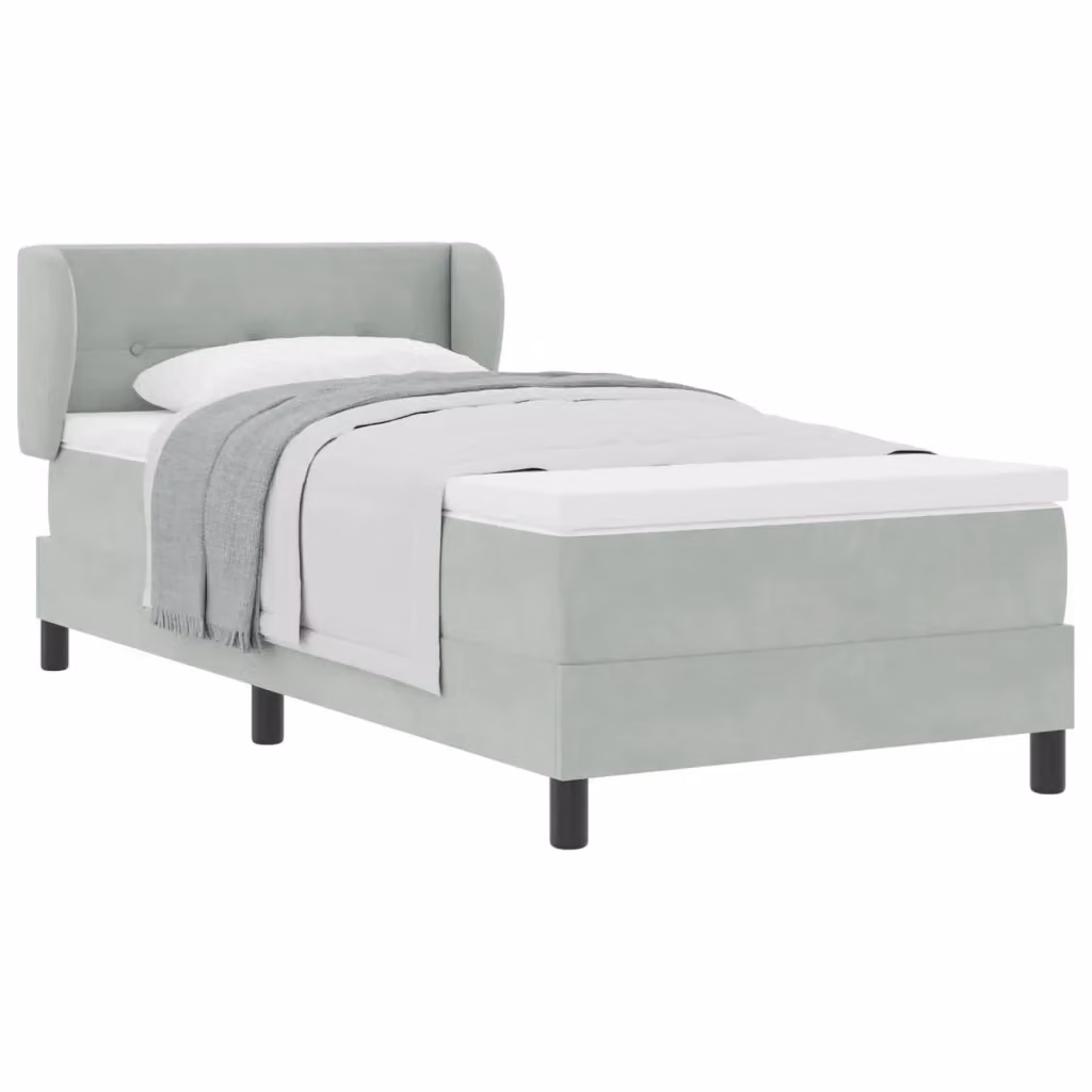 Letto a molle con testiera vidaXL in velluto grigio, L/P/H: 100 x 200 cm – 2