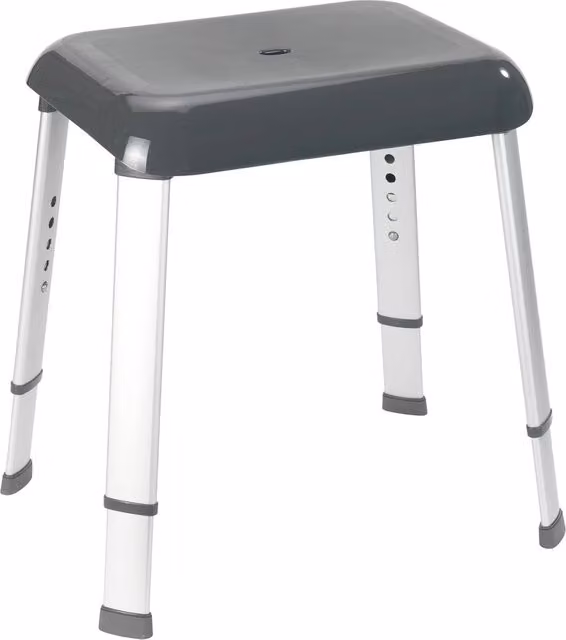 Sgabello da doccia Wenko Secura Premium grigio con gambe regolabili e base antiscivolo