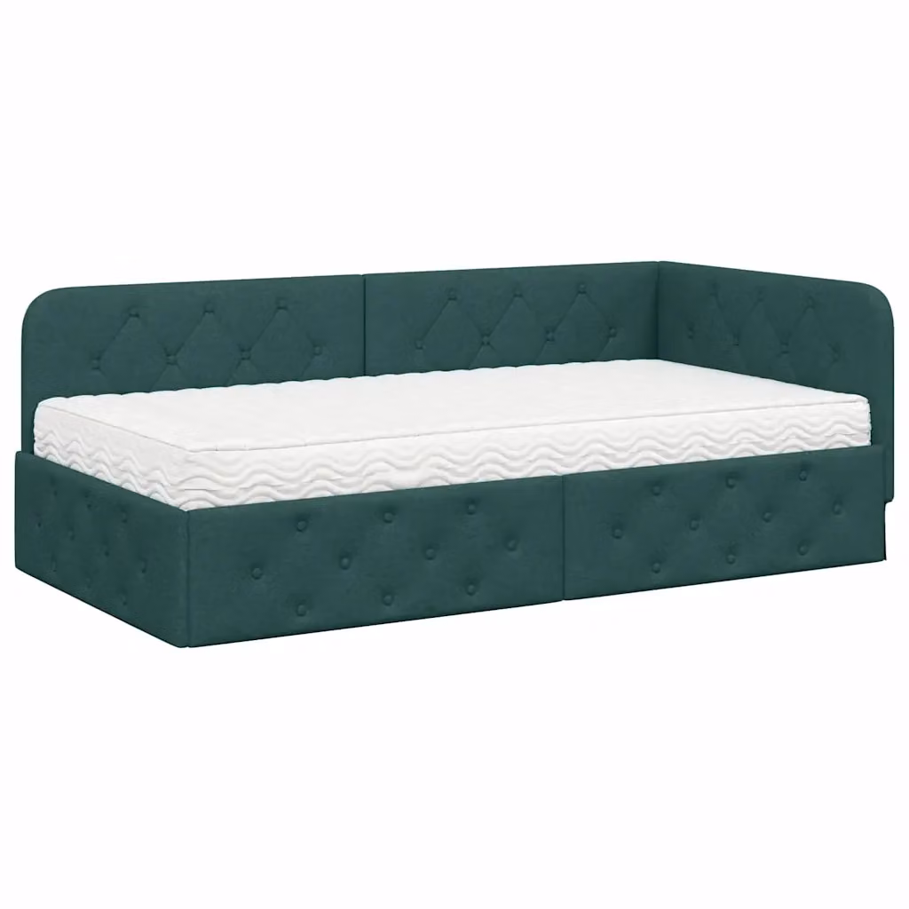 Letto ad angolo moderno con chaise longue vidaXL in tessuto verde L/P/H: 204 x 140 x 94 cm – 2