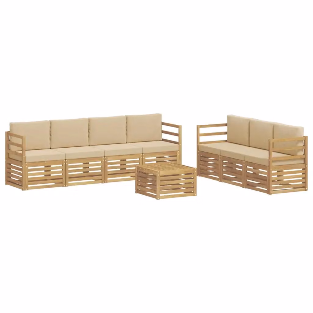Set di divani da giardino vidaXL in legno di acacia con cuscini beige per 8 persone – 2