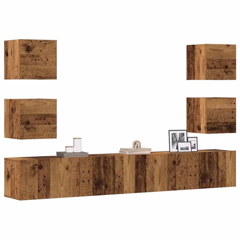 Set di mobili TV da parete vidaXL in legno marrone stile moderno, 6 pezzi
