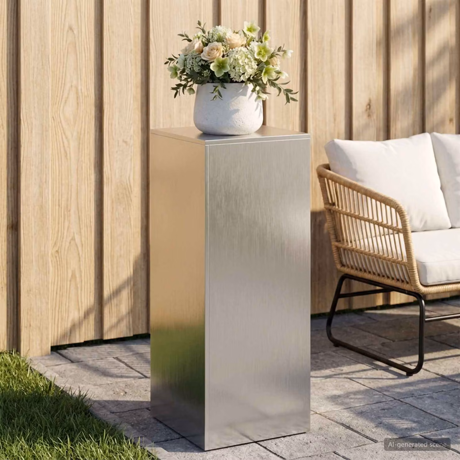 Supporto per piante vidaXL in metallo argento per giardino e balcone L/P/H: 40 x 40 x 100 cm