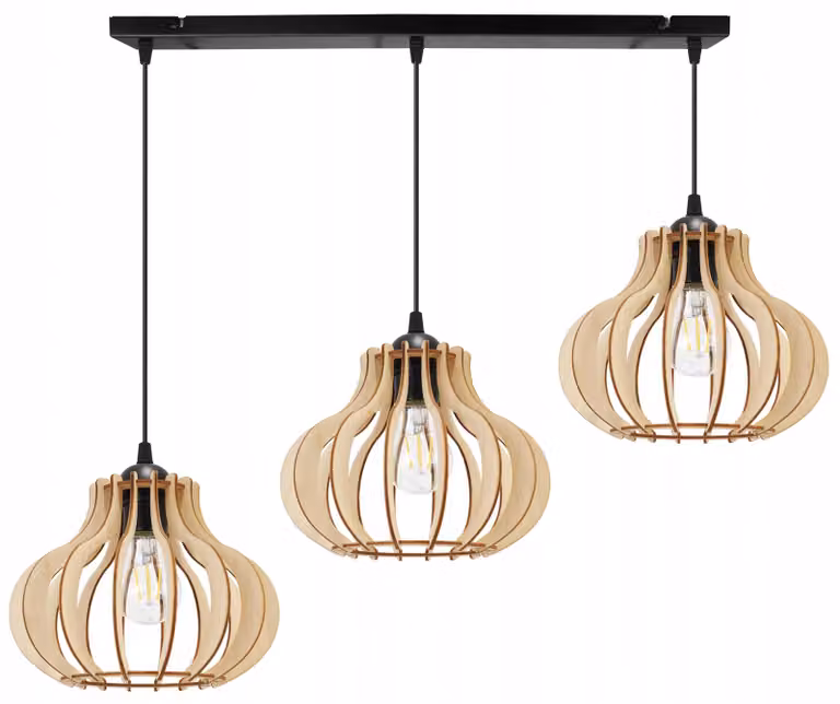 Lampada a sospensione, lampadario da soffitto, legno, paralume LED