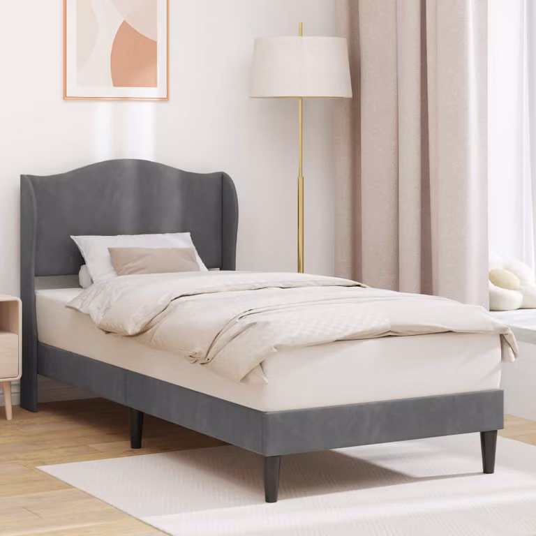 Struttura del letto moderna vidaXL in velluto grigio scuro, L 100 x P 200 cm