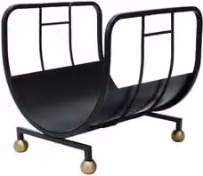 Porta legna Strong Design Amica in acciaio con piedi ottonati, Nero, L 36 cm x P 33 cm x H 37 cm