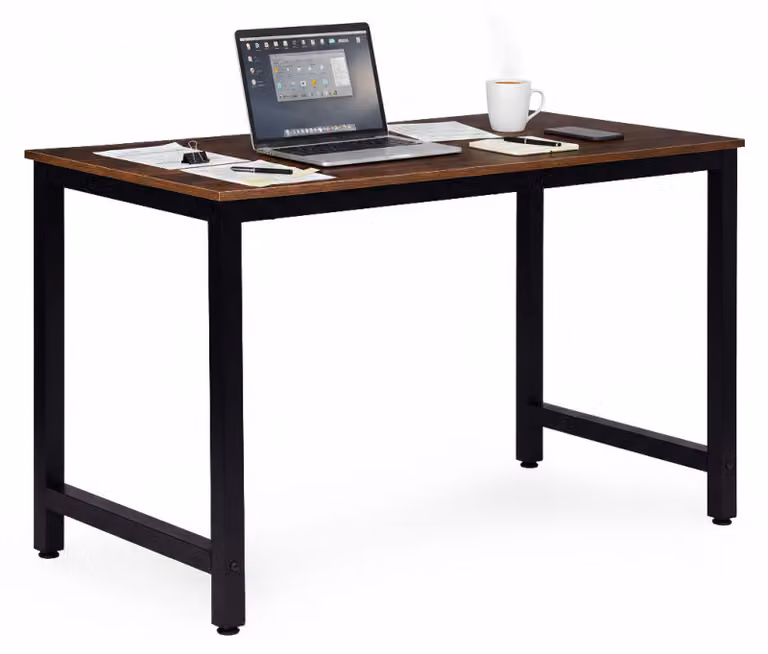 Scrivania per computer scolastica, dimensioni 120x60 cm, finitura noce scuro, marca ModernHome
