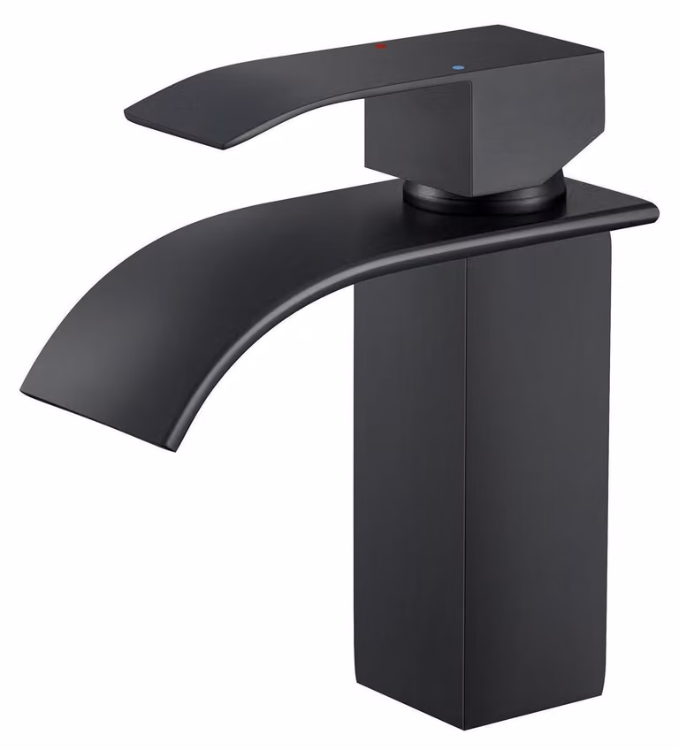 Miscelatore per lavabo a cascata, nero, 85 mm, acciaio inossidabile