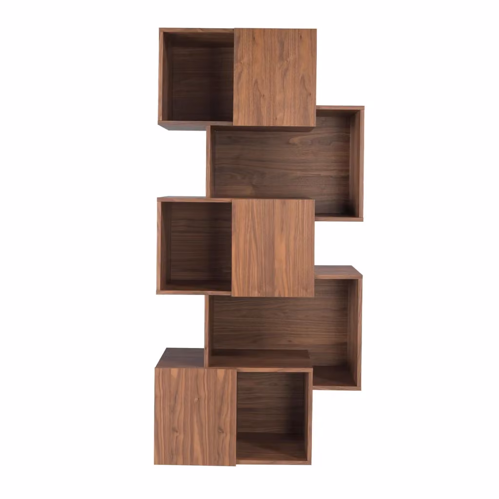 Scaffale minimalista in legno di noce marrone con ante e ripiani interni Angel Cerdá S.L.L H: 181 cm, L: 40 cm, P: 40 cm – 2