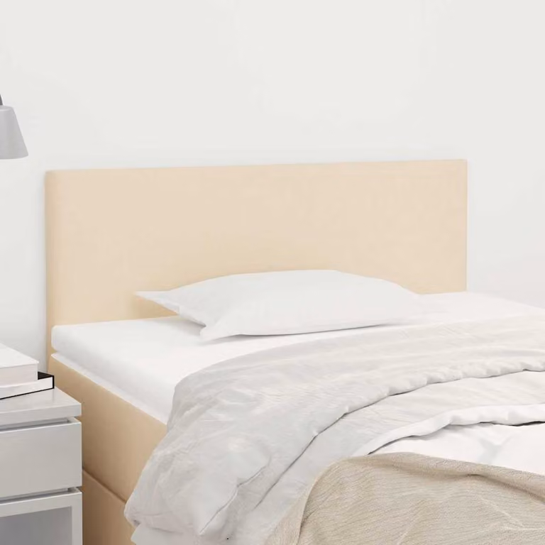 Testiera per letto vidaXL in tessuto beige con struttura in legno, L: 80 cm, P: 5 cm, H: 78-88 cm