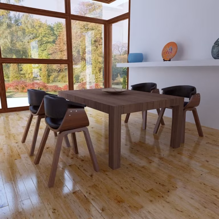 The Living Store Sedie da pranzo 4 pz. Bentwood e Similcuoio